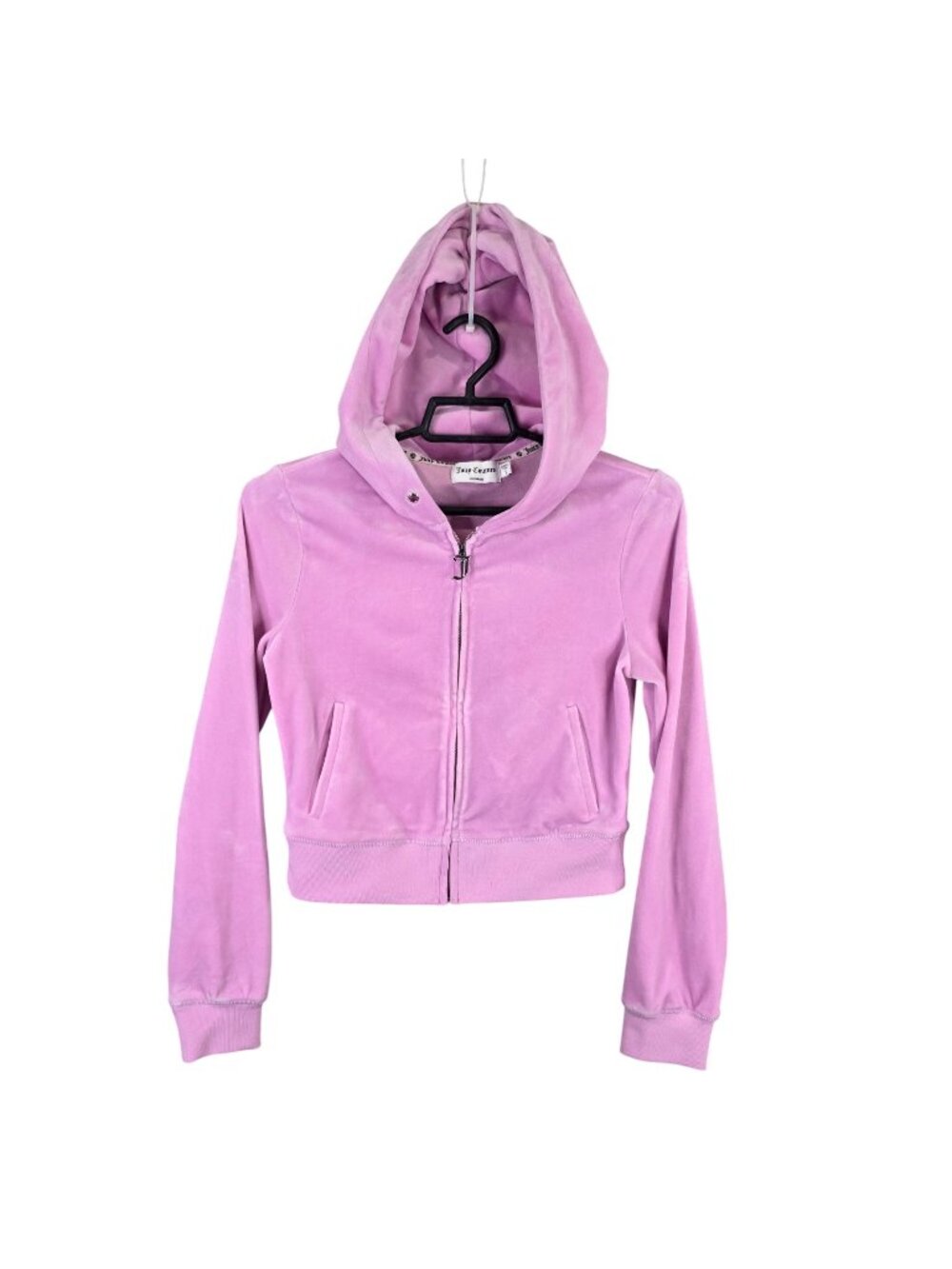 Womens Juicy Couture Pink Velour Full Zip Hoodie Jacket Rhinestone Back Size S